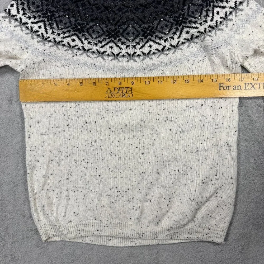 Talbots Speckled Fair Isle Beaded Knit Sweater Winter Nordic Scandi Cottagecore